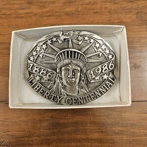 Vintage Statue Of Liberty Centennial Norman Rockwell Benedictine Belt Buckle